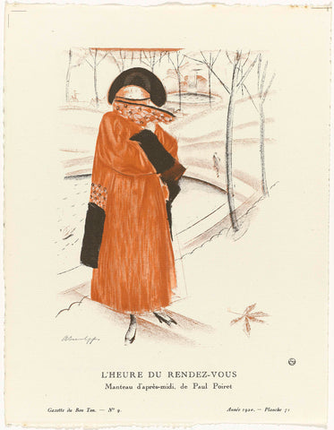 Gazette du Bon Ton, 1920 , No. 9, Pl. 71: L'Heure du rendez-vous / Manteau d'après-midi, de Paul Poiret, Alexander Jevgieneevich Jakovlev, 1920 Canvas Print