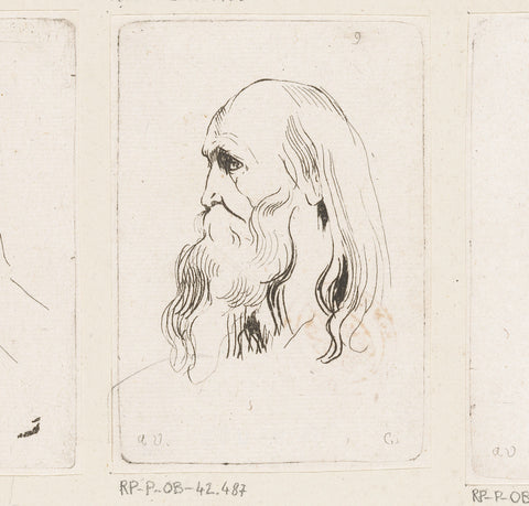 Head of an old man with beard and long hair, Anne Claude Philippe Caylus, 1735 Canvas Print