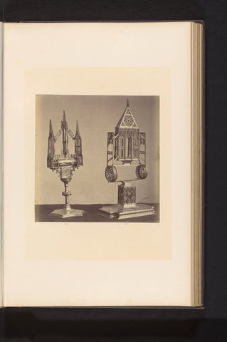 Two silver monstrances, exhibited at an exhibition on religious objects from the Middle Ages and Renaissance in 1864 in Mechelen, Joseph Maes, 1864 Canvas Print