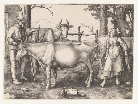 The milkmaid, Lucas van Leyden, 1510 Canvas Print