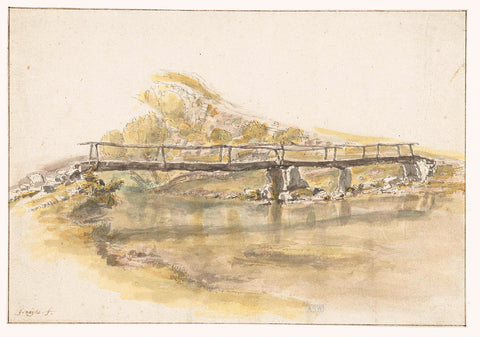 Wooden bridge, Gilles Neyts, 1633 - 1687 Canvas Print