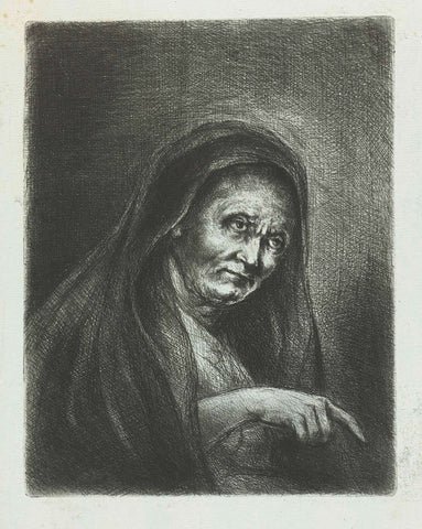 Old woman, Jan Chalon, 1748 - 1795 Canvas Print