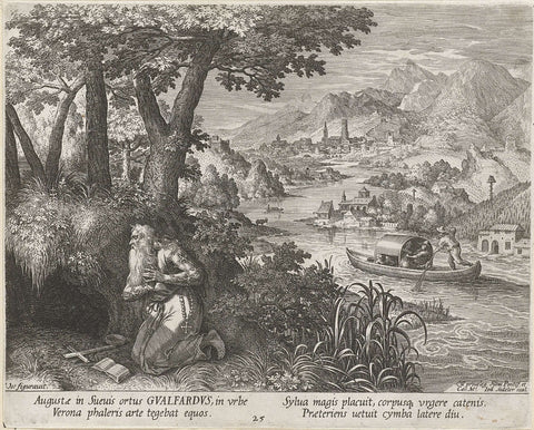 Saint Wolfhardus as hermit, Johann Sadeler (I), 1600 Canvas Print