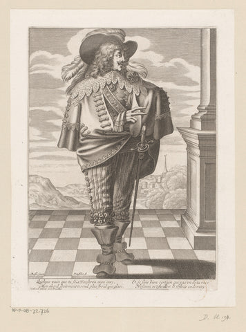 Edelman standing on a terrace, in the background a landscape, Gilles Rousselet, 1635 Canvas Print