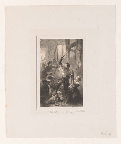 Blacksmith protects its daughter, Charles Rochussen, in or before 1854 Canvas Print