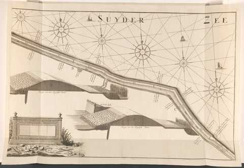 Map of the seawall east of Muiden, 1737 (right part), Hendrik de Leth, in or after 1737 Canvas Print