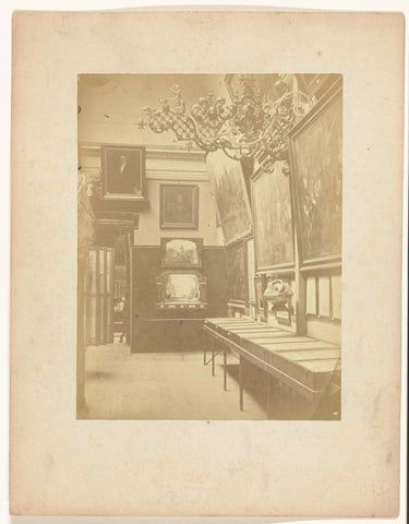 View in room E of the Historical Exhibition Amsterdam 1876, with the sign with attributes of the blacksmith's guild, Pieter Oosterhuis, 1876 Canvas Print