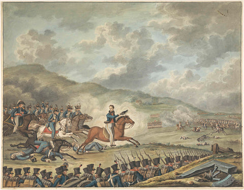 Prince of Orange leads the Dutch troops at Quatre-Bras, 1815, anonymous, 1815 Canvas Print