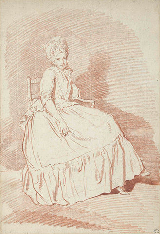 Figuurstudie van een zittende vrouw, mogelijk Louise-Charlotte Marini, Louis Rolland Trinquesse, c. 1756 - 1800 Canvas Print