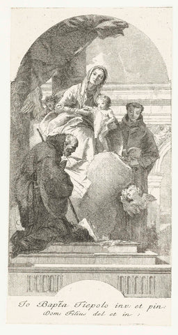 Mary with Saints Anthony of Padua and Francis of Paola, Giovanni Battista Tiepolo, 1743-1747 Canvas Print