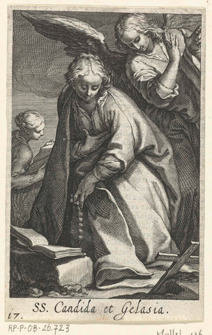 Holy Candida and saint Gelasia as hermits with angel, Boetius Adamsz. Bolswert, 1619 Canvas Print