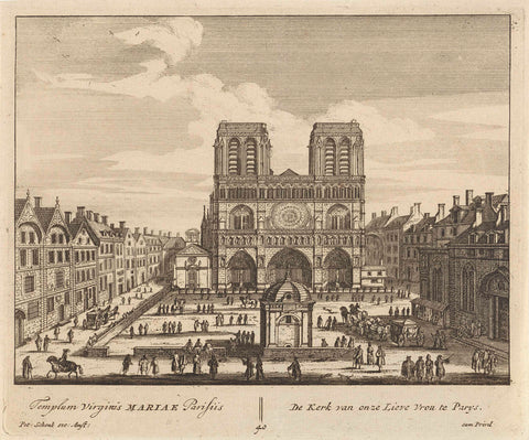 View of Notre-Dame cathedral in Paris, anonymous, 1675 - 1711 Canvas Print