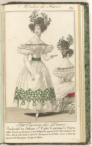 Petit Courrier des Dames, 25 February 1829, No. 619 : Coiffure Exécutée Par M.r Croizat..., anonymous, 1829 Canvas Print