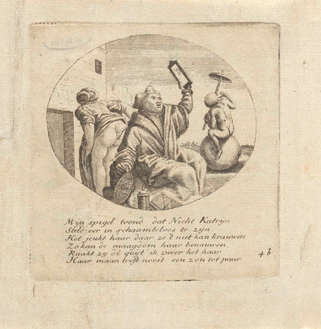 Doctor spied on the buttocks of a woman with a mirror, Wenceslaus Hollar, 1644 - 1727 Canvas Print