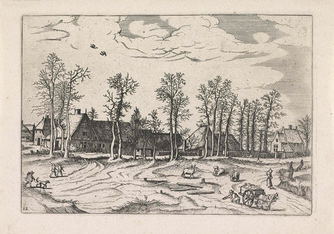 Landscape with Farms, Cattle and People, Johannes or Lucas van Doetechum, 1610 - before 1676 Canvas Print