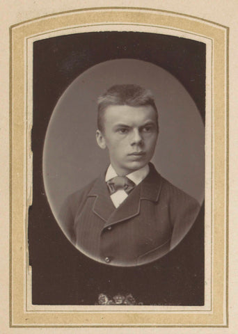 Portrait of a young man with a coat and a tie, Albert Greiner, 1882 Canvas Print