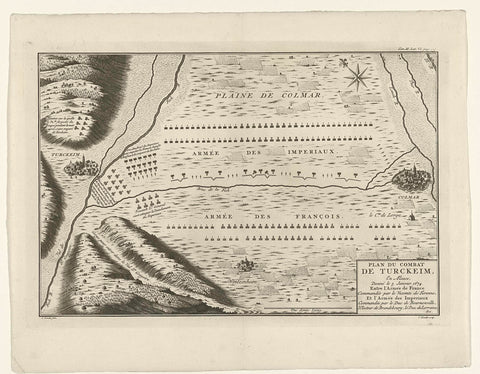 The French army opposite the Austrian-Brandenburg army at Turckeim and Colmar, 5 January 1674, Gerardus Condet, 1674 Canvas Print