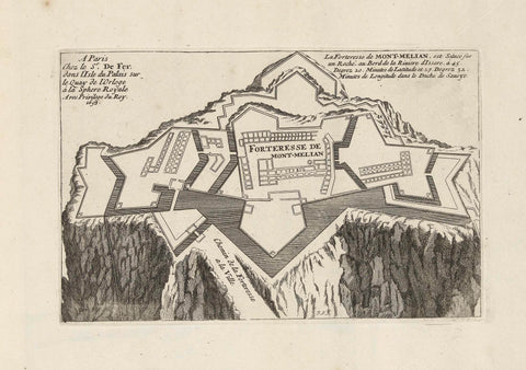 Map of the fortress of Montmélian, 1693, Monogrammist JS (France), 1693 Canvas Print