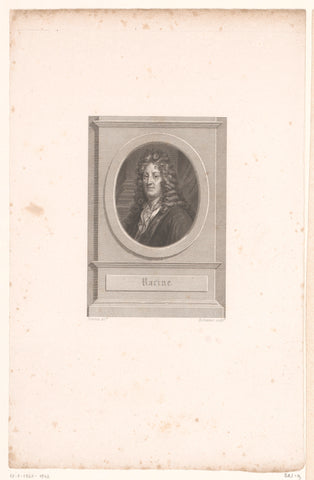 Portrait of Jean Racine in a monumental frame, Pierre François Bertonnier, 1823 Canvas Print