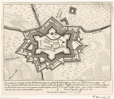 Map of Saint-Venant, 1710, Pieter Schenk (I), 1710 Canvas Print