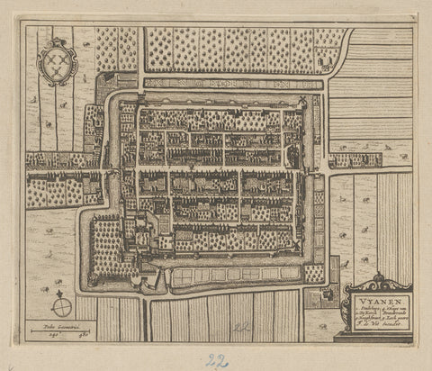 Map of Vianen, anonymous, c. 1698 - 1728 Canvas Print