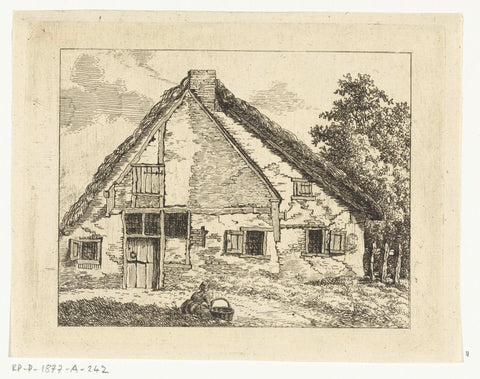 Woman with basket sitting in front of a house, Anthonie van den Bos, 1809 Canvas Print