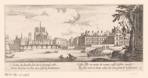 Cityscape of Paris with Notre-Dame, Israel Silvestre, before 1655 Canvas Print