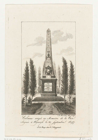 Memorial needle for the Peace of Rijswijk 1697, Joannes Bemme, 1792 - 1799 Canvas Print