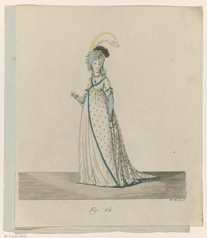 Moden-Gallerie, 1795, Fig. 62, T 34: English woman in evening wear, Wilhelm Arndt, 1795 Canvas Print