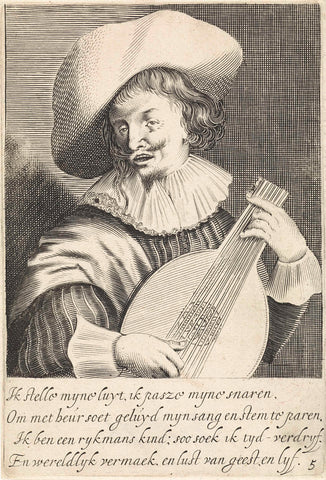 Richly Dressed Lute Player, Jan van de Velde (II), 1633 Canvas Print