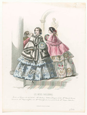 Les Modes Parisiennes, 1856, No. 673 : Robes et Sorties (...), Montaut d'Oleron. Gabriel Xavier, 1856 Canvas Print