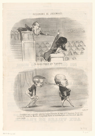 Two caricatured representations of parliamentarians, Honoré Daumier, 1849 Canvas Print