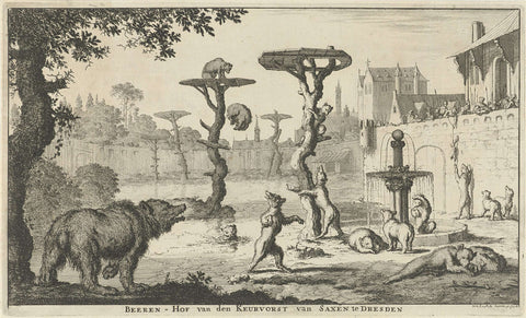 Bears at the court of the Elector of Saxen, Jan Luyken, 1682 Canvas Print