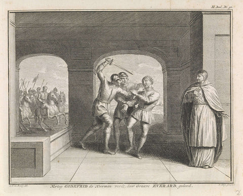 Murder of Godfried de Noorman, 885, Pieter Tanjé, 1749 - 1759 Canvas Print