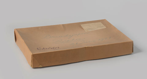 Box of cardboard on which printed 'A. Schröder & Co./ Leidschestraat 32-6' and written 'Bruidsjapon Riekie 21 juni 1921', A. Schröder, before 1921 Canvas Print