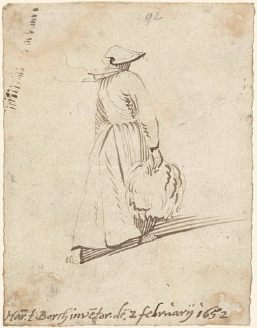 Woman with wool in hand, Harmen ter Borch, 1652 Canvas Print