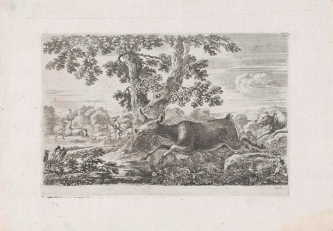 Deer hunted by a hunting dog, Stefano della Bella, 1620 - 1664 Canvas Print