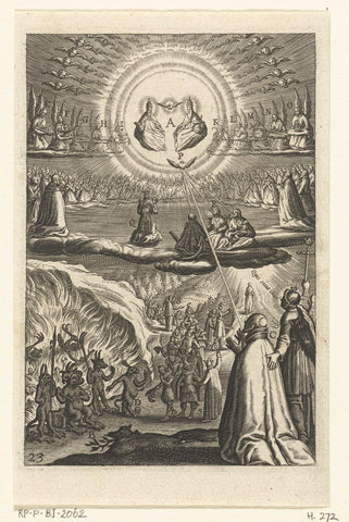 Emblem with man who must choose whether he will serve God or the devil, Boetius Adamsz. Bolswert, 1620 Canvas Print