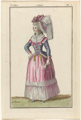 Magasin des Modes Nouvelles Françaises et Anglaises, kopie naar 1787, Pl. 1, 8th notebook, J.J. Tuttot, 1787 Canvas Print