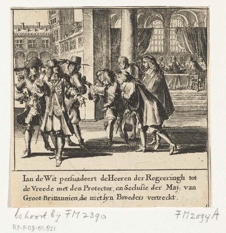 Johan de Wit negotiates with the English about the Peace of Westminster and the Act of Seclusion, 1654, Romeyn de Hooghe, 1675 Canvas Print