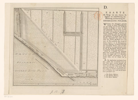 Map of the Eendragtspolder with design for a new dike and canal, widow Isaak Tirion (workshop of), 1767 Canvas Print