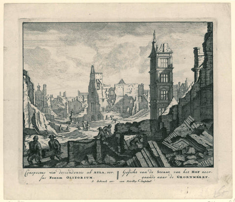 Ruins at the Grasmarkt in Brussels, 1695, Pieter Schenk (I), 1695 Canvas Print