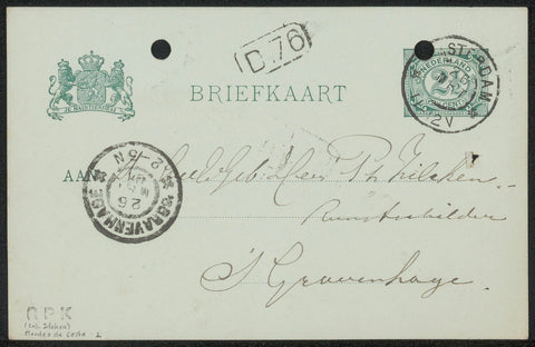 Briefkaart aan Philip Zilcken, Joseph Mendes da Costa (1863-1939), in or before 1901 Canvas Print