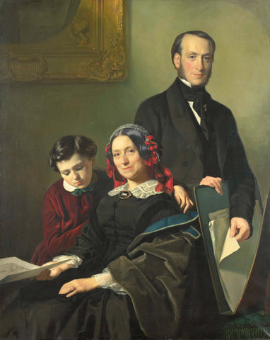 Mrs. A.J. Schmidt-Keiser, widow of the painter Willem Hendrik Schmidt (1809-49), the teacher of Jacob Spoel, with her brother J.N. Keiser and her ten-year-old son, Jacob Spoel, 1858 Canvas Print