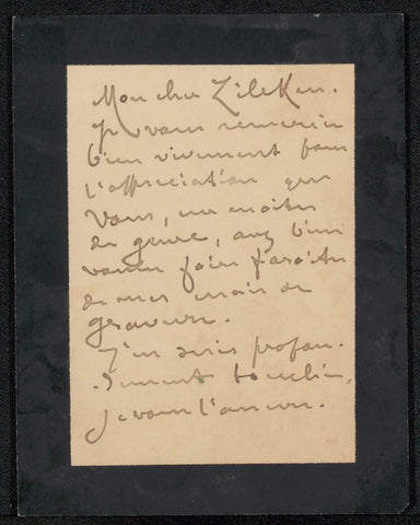 Letter to Philip Zilcken, Fernand Khnopff, in or before 1907 Canvas Print