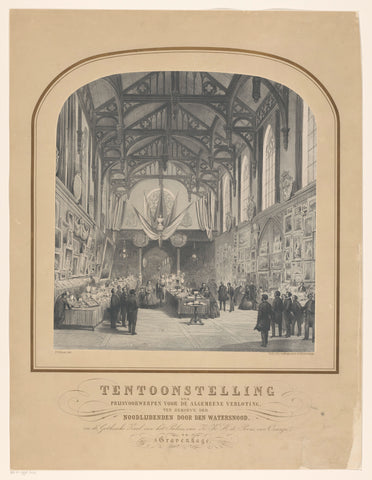 Poster for exhibition of objects made available for the benefit of victims of floods, Carel Christiaan Antony Last, Hendrik Leonardus van Hoogstraten, 1861 Canvas Print