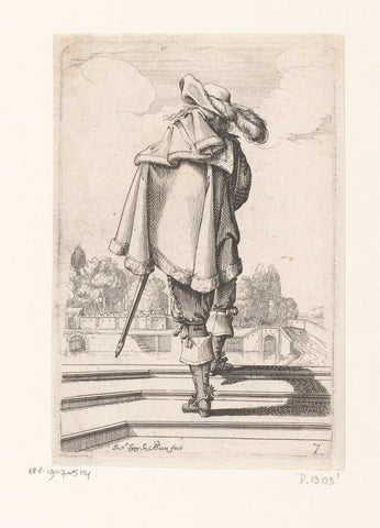 French nobleman seen on the back, dressed according to the fashion of ca. 1630, Abraham Bosse, 1629 Canvas Print