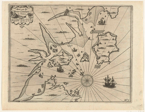 Map of the coast at Xiamen, 1632, anonymous, 1644 - 1646 Canvas Print