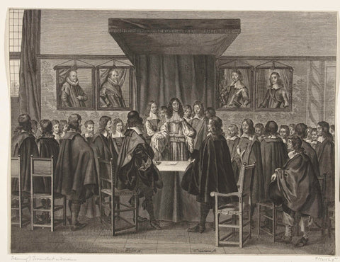 King Charles II of England Addressing the Standing Members of the Estates General, 1660, Theodor Matham, 1660 Canvas Print