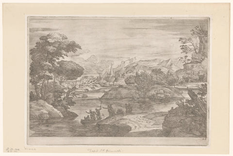 River landscape with a view of a city, Michel Ange II Corneille (attributed to), 1652 - 1708 Canvas Print